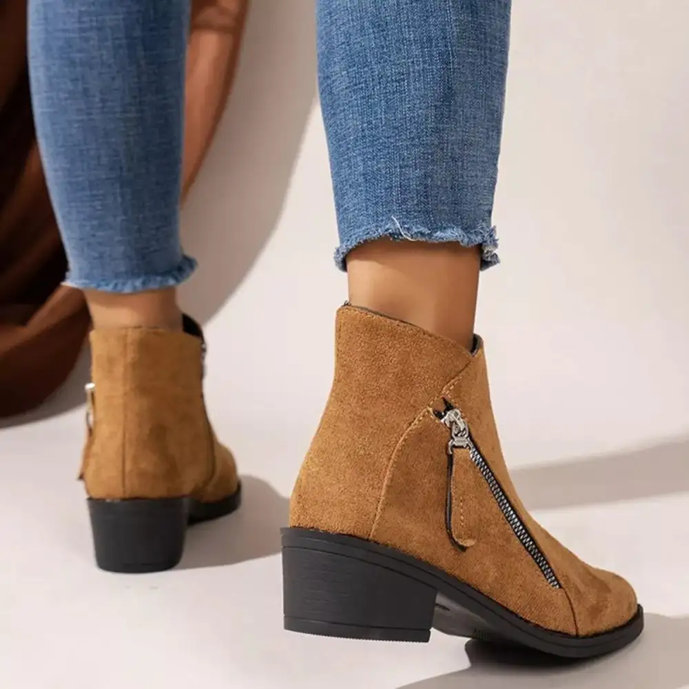 Point Toe Block Heels Boots