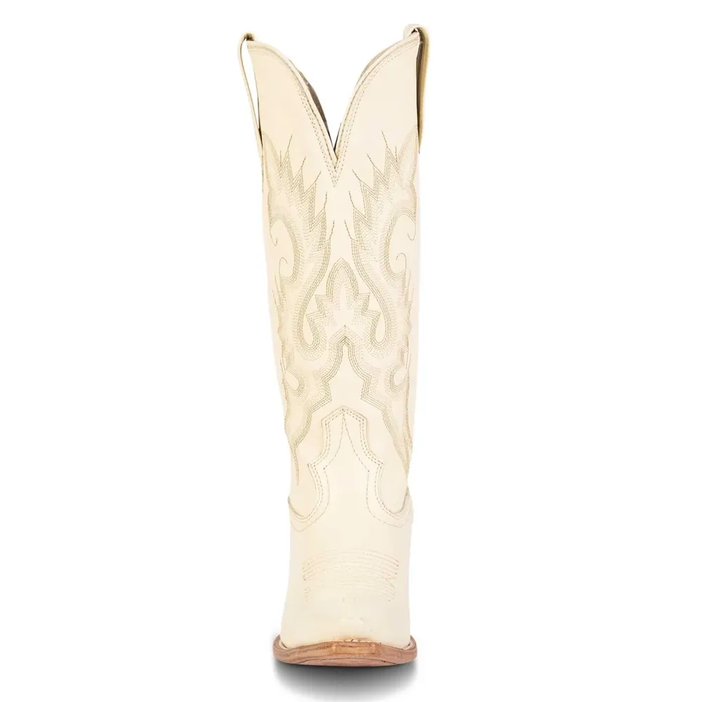 Modern Faux-Leather Embroidered Snip-Toe Chunky-Heel Knee-High Boots
