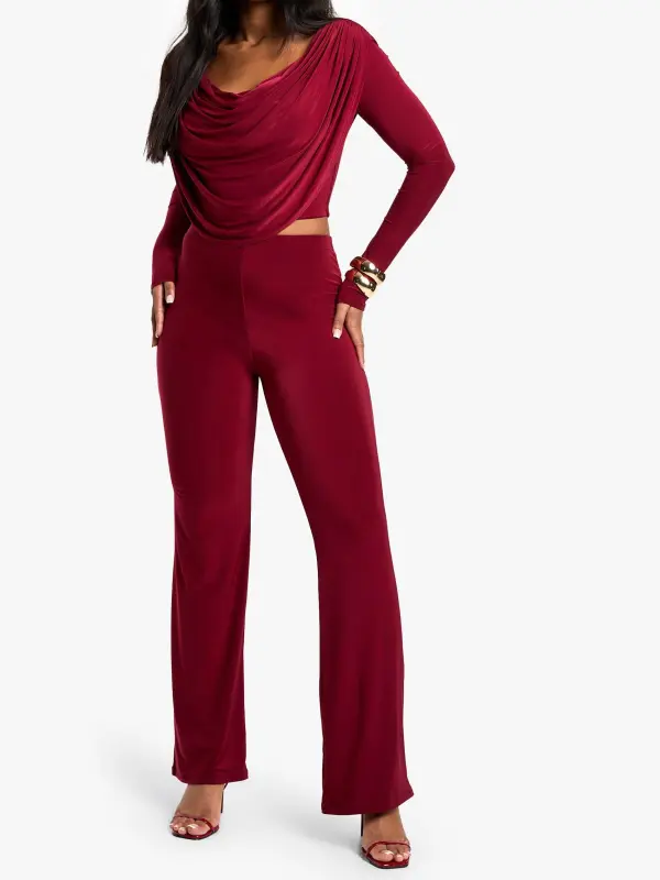 BURGUNDY DRAPED CREW NECK CO-ORD