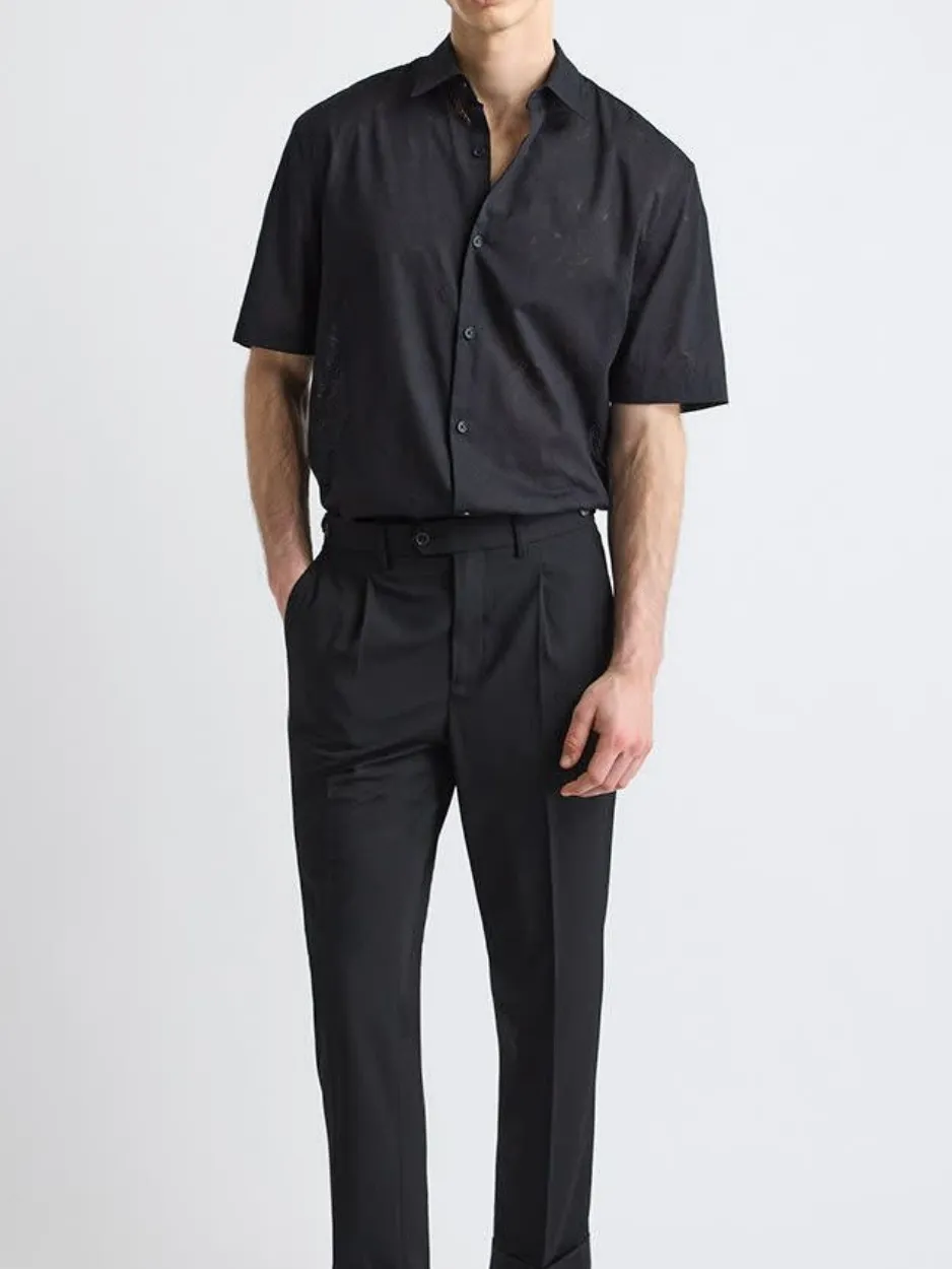 Black Casual Style Short-Sleeve Shirt