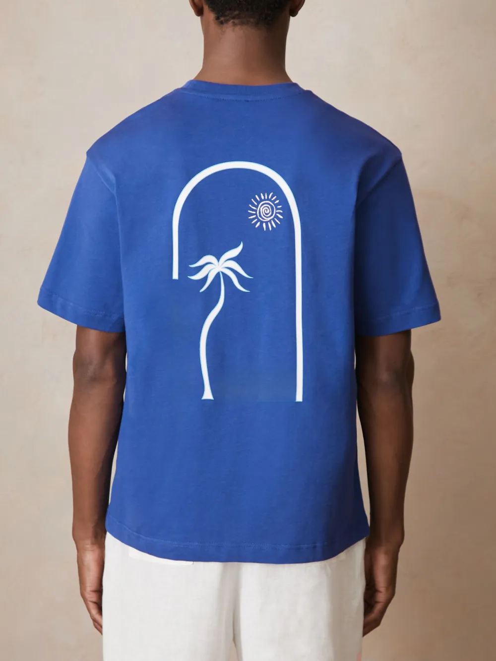 Men's Cotton Palm Tree Pattern Short-Sleeved Shirt