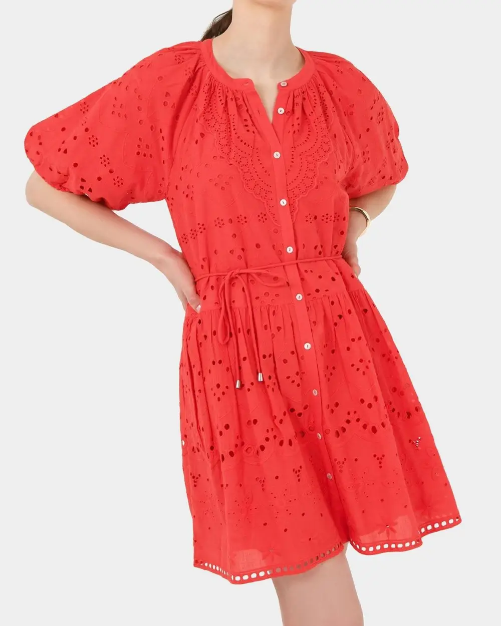 Eyelet Embroidery Design Broderie Tiered Dress