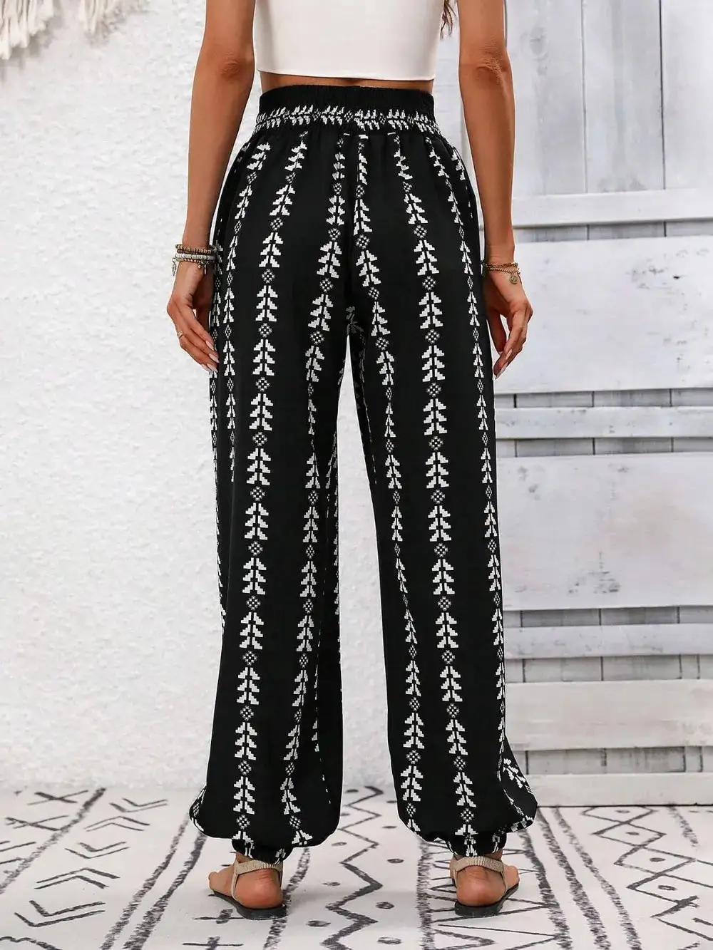 Flowy Tie Waist Tie Detail Pants