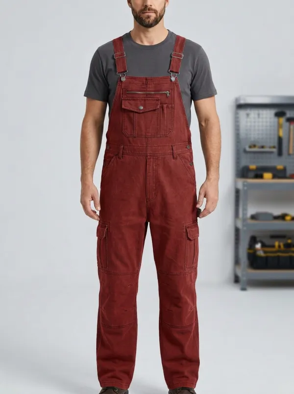Men's Core Multi-Pocket Cargo Bib Work Overalls