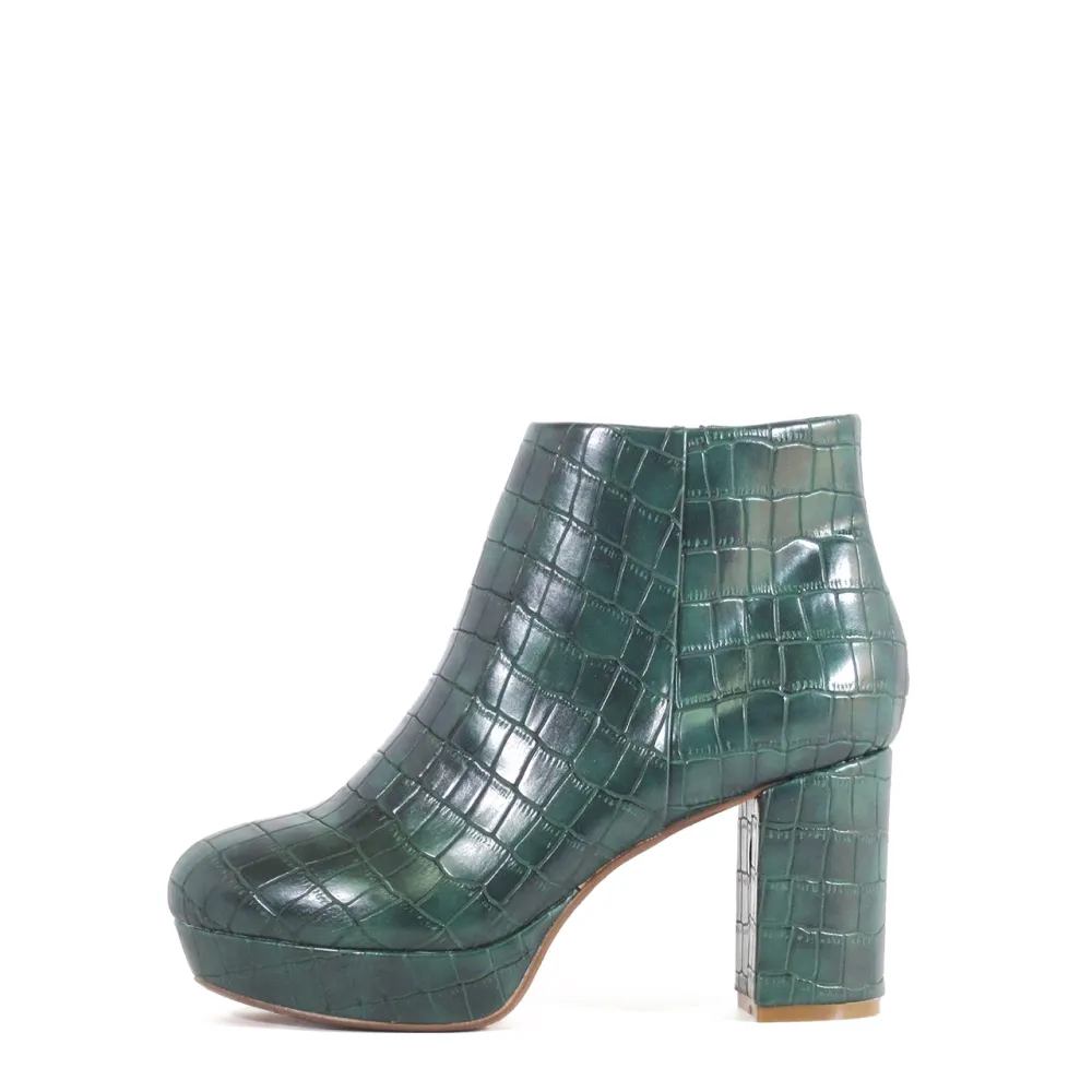 Retro Platform Heel Ankle Boots