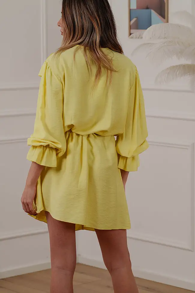 Mini V Neck Linen Blend Dress