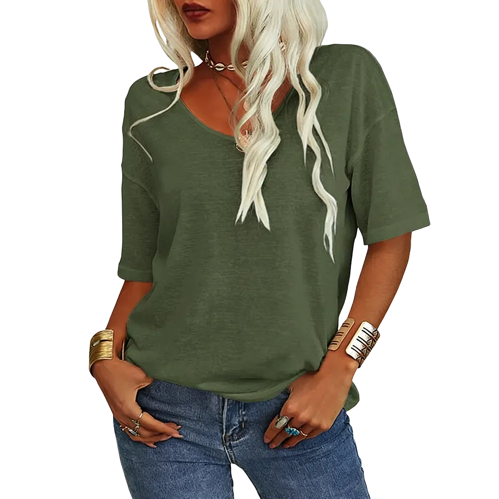 Women's Soft V-Neck Short-Sleeve T-Shirt-🔥8-Pack- Only $24