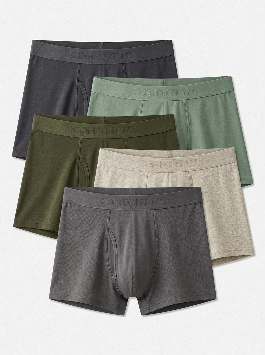 Versatile Solid Street Look Men's Four Pack Boxer Briefs