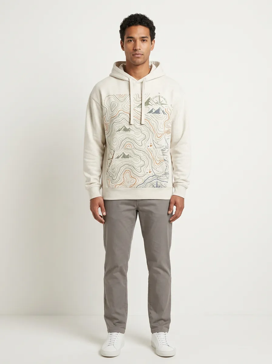 Men's Summit Hiking Explorer Topographic Graphic Hoodie