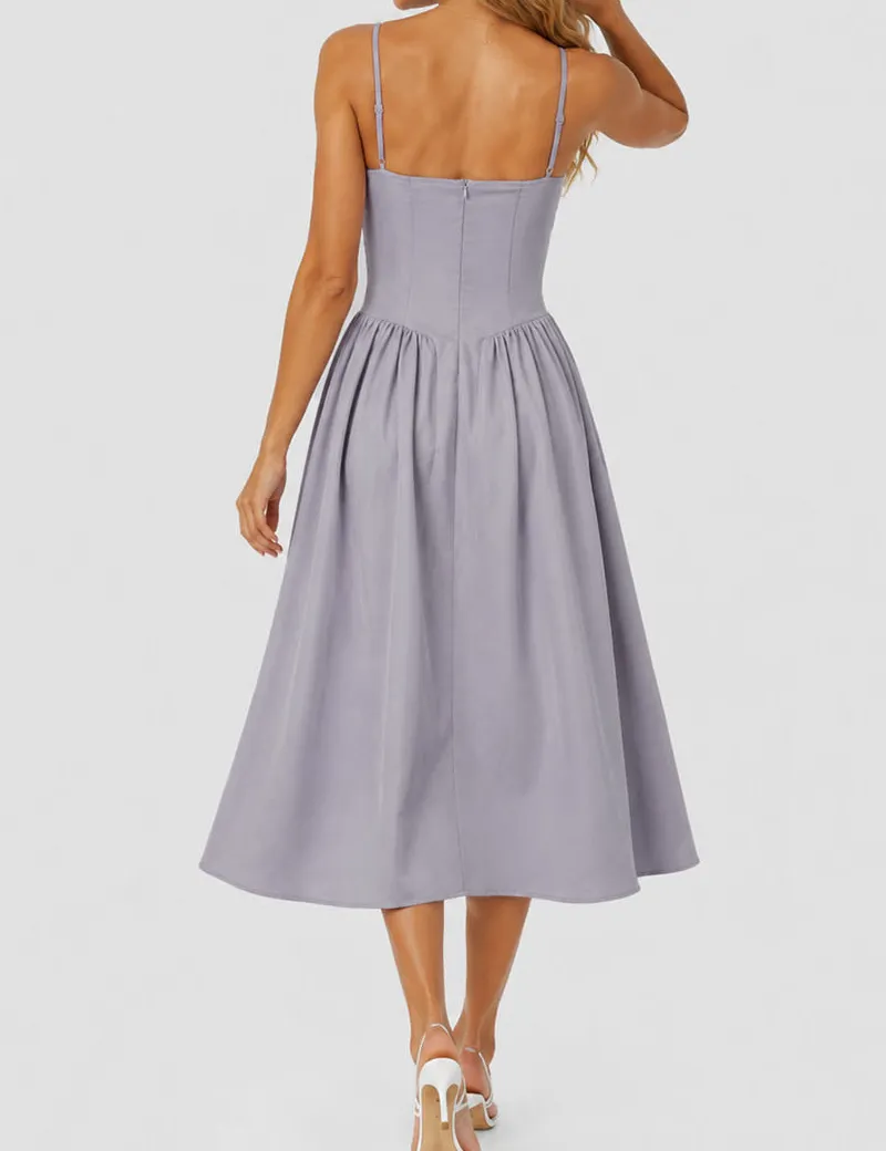 Chic Sweetheart Neck Corset Spaghetti Strap Midi Dress