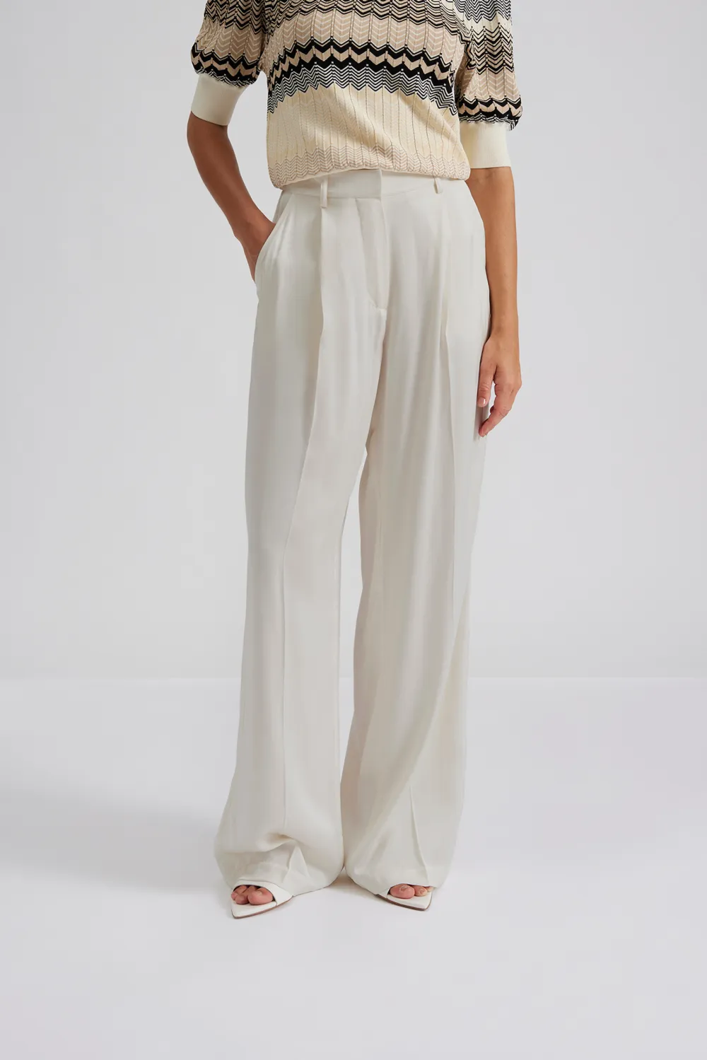 Wide Leg Crepe Trousers