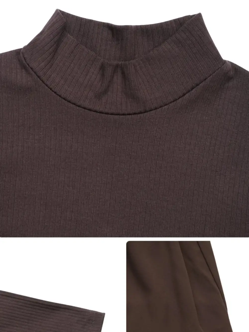 Textured Detail Mock Neck Long Sleeve Dress