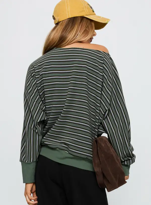 Contrast Cuff Stripe Sweater
