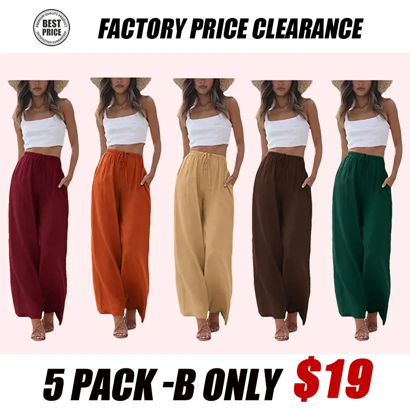 Women's Summer Cotton Linen Wide Leg Pants