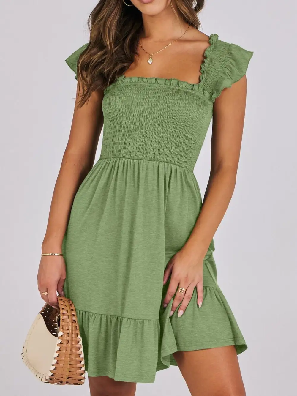 Ruffle Smocked Mini Dress