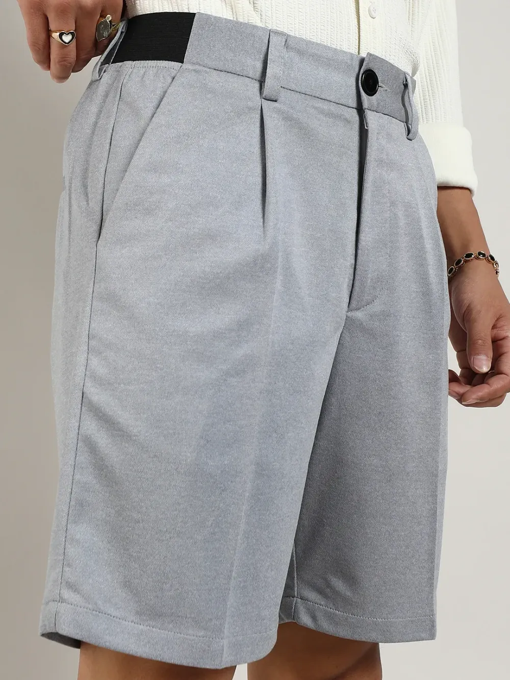 Casual Style Grey Straight-Fit Shorts