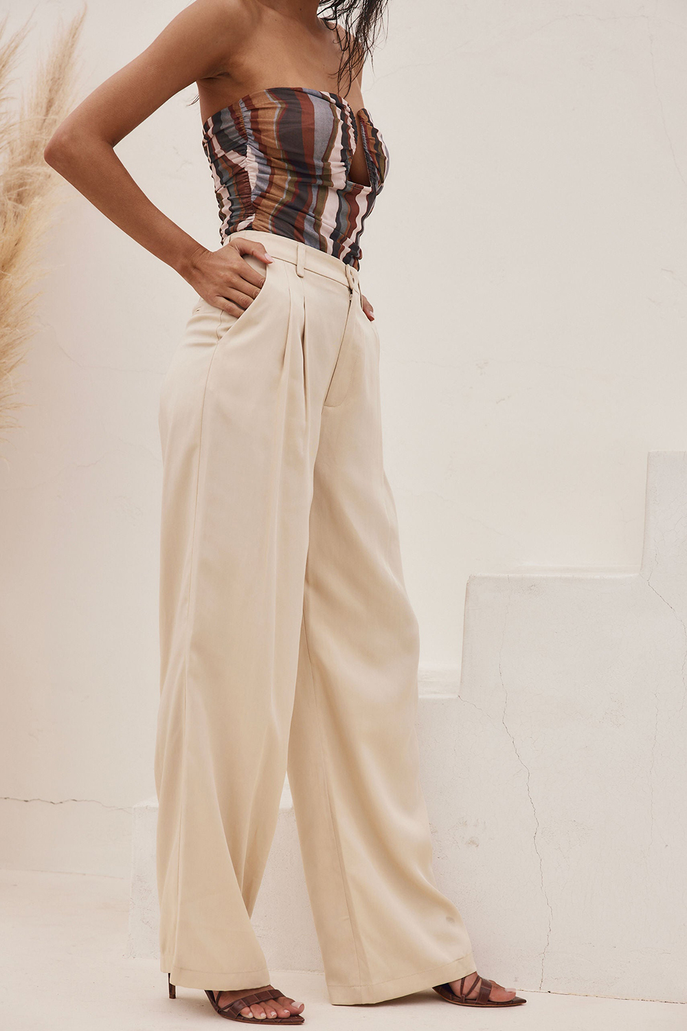 Cream Wide Leg Trousers