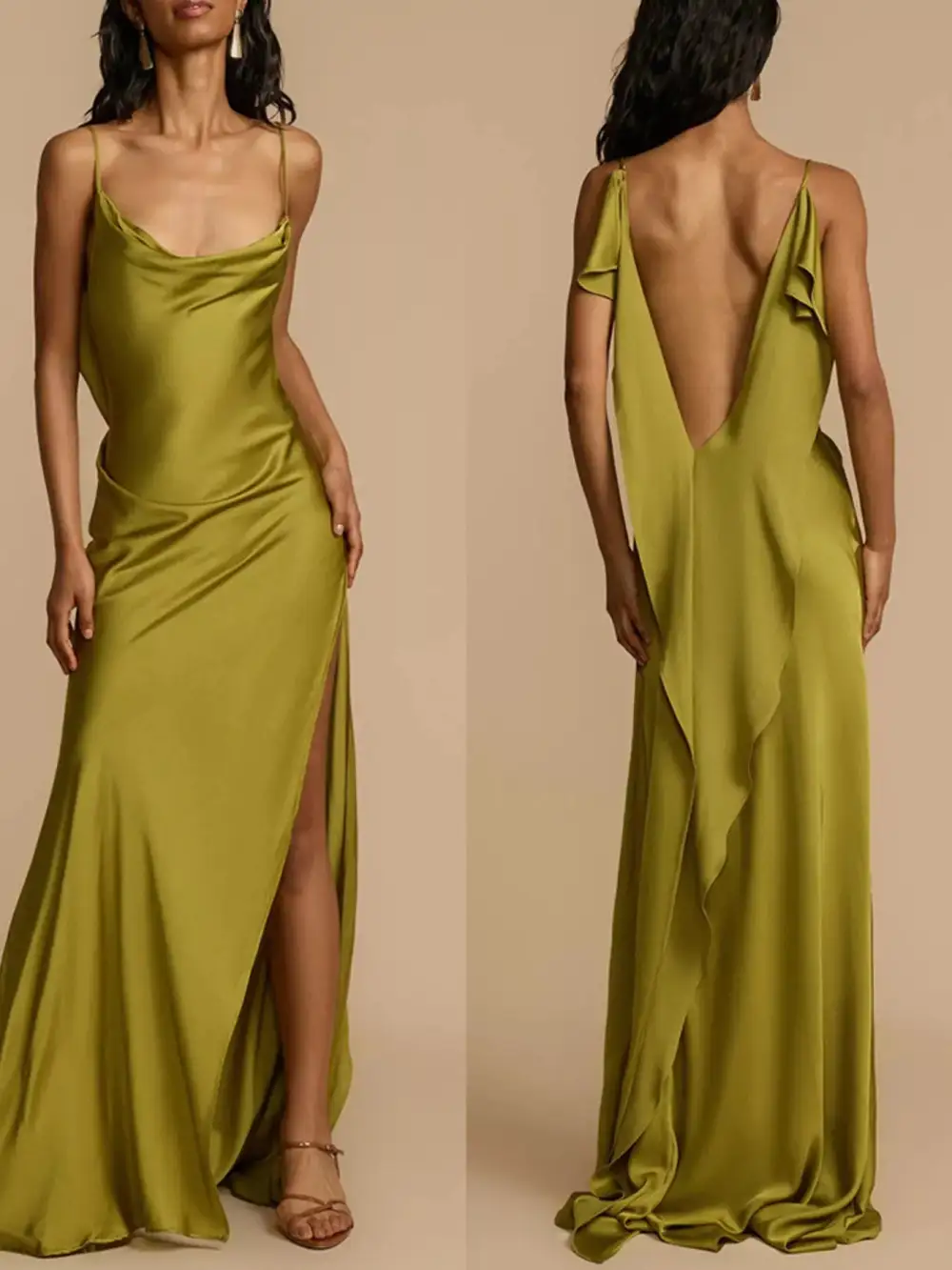 Satin Slit Maxi Dress
