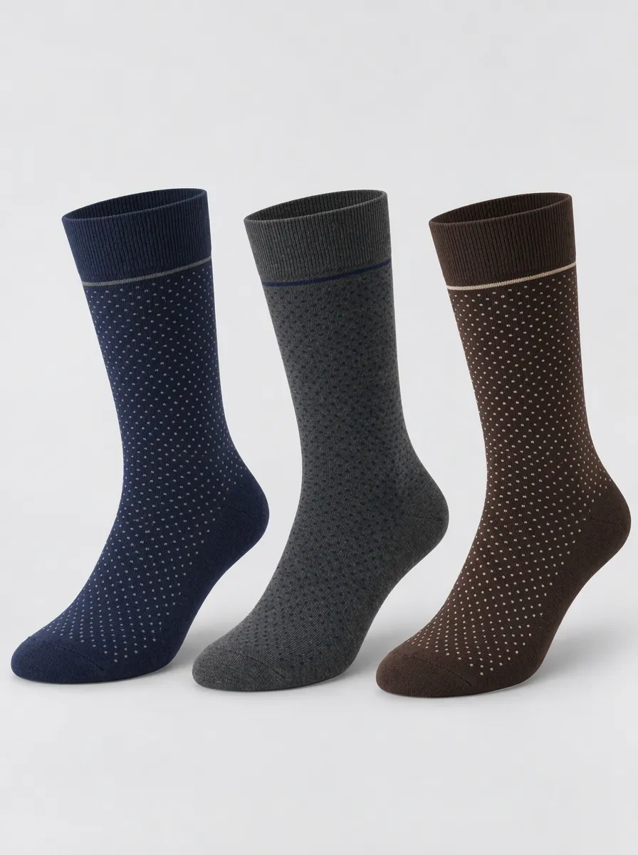 Men's Multicolor Polka Dot Horizontal Stripe Crew Socks 3-Pack