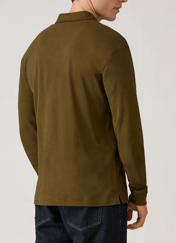 Clean Everyday Relaxed Fit Heavyweight Rugby Cotton Long Sleeve Polo Shirt