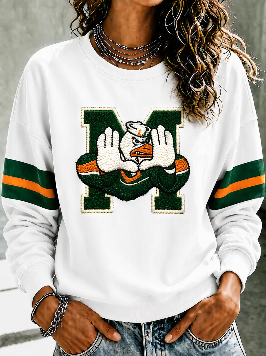 Women'S Football Printed Round Neck Sweatshirt