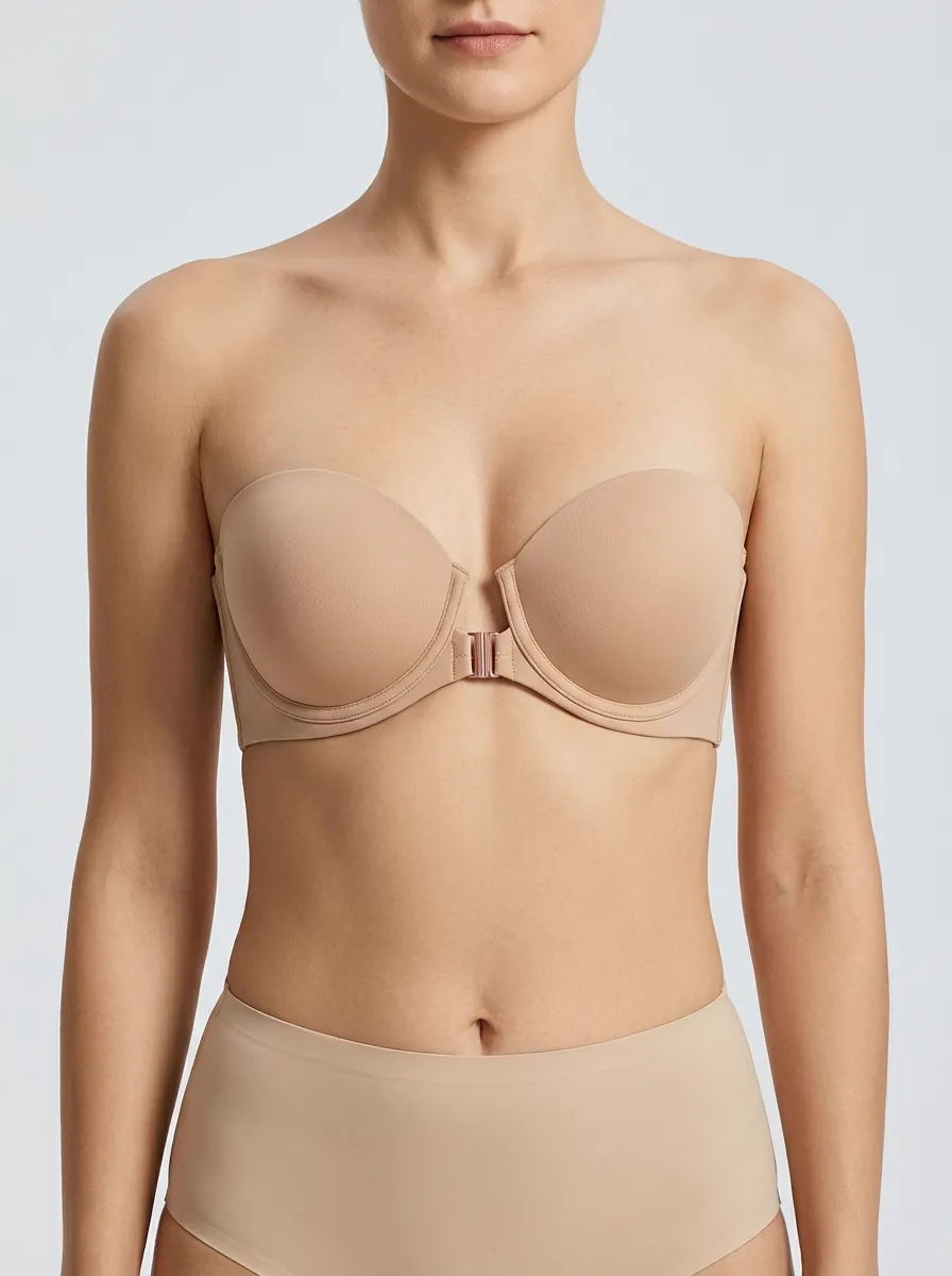 Women's Metal-Clasp Front-Closure Strapless Bra