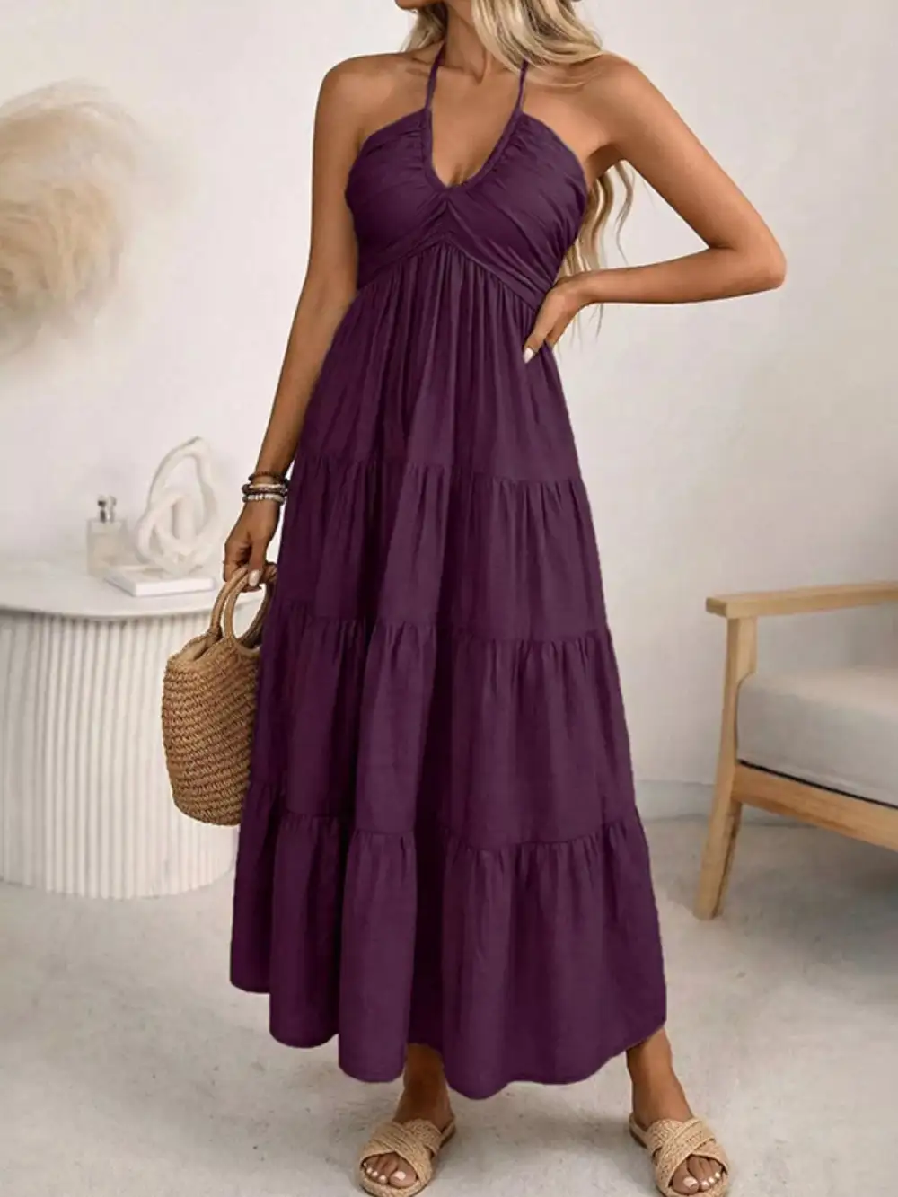 Clean Line Tiered Midi Dress