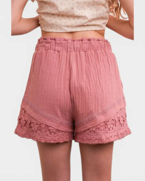 Floral Lace Trim Shorts
