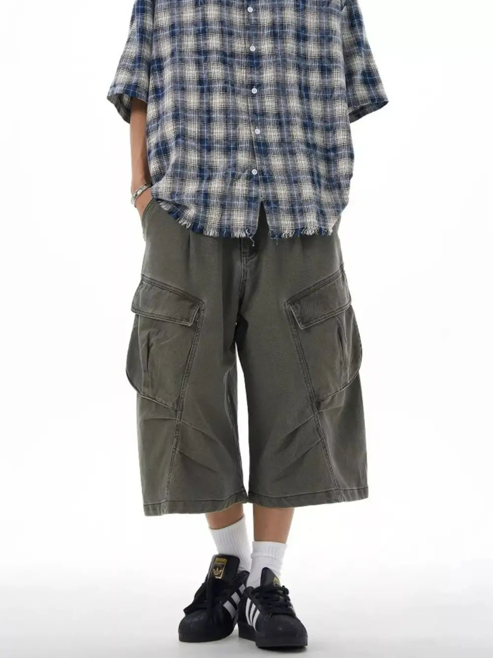 Men's Plus Size Loose Fit Cargo Capris Pants