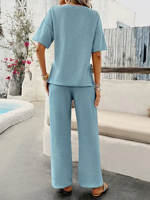 Clean Knitted Short Sleeved Trousers Suit Shorts