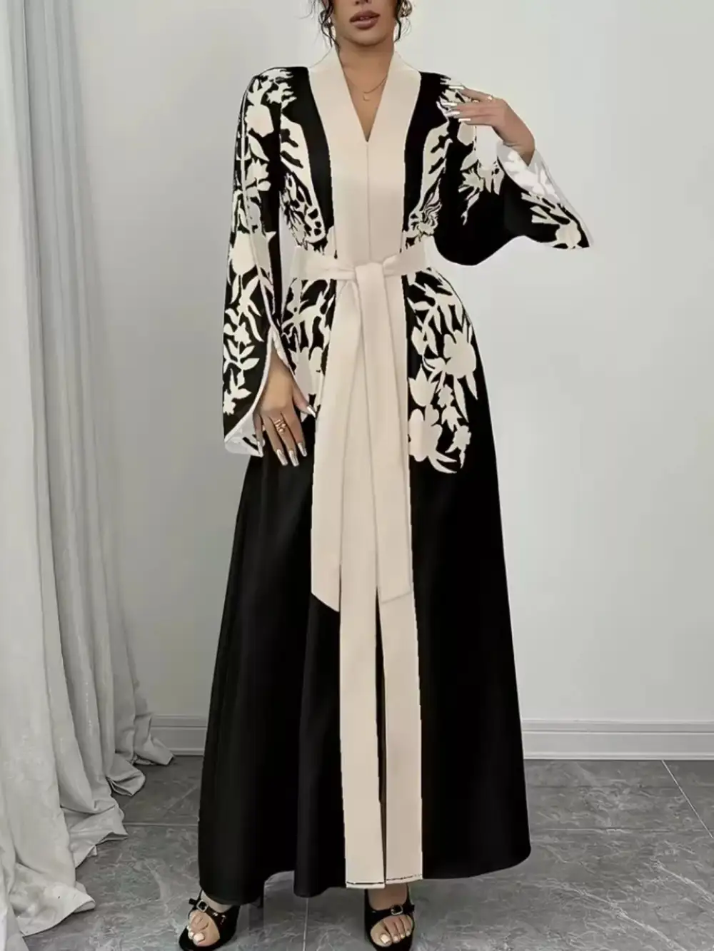Printed Tie Waist Maxi Dress