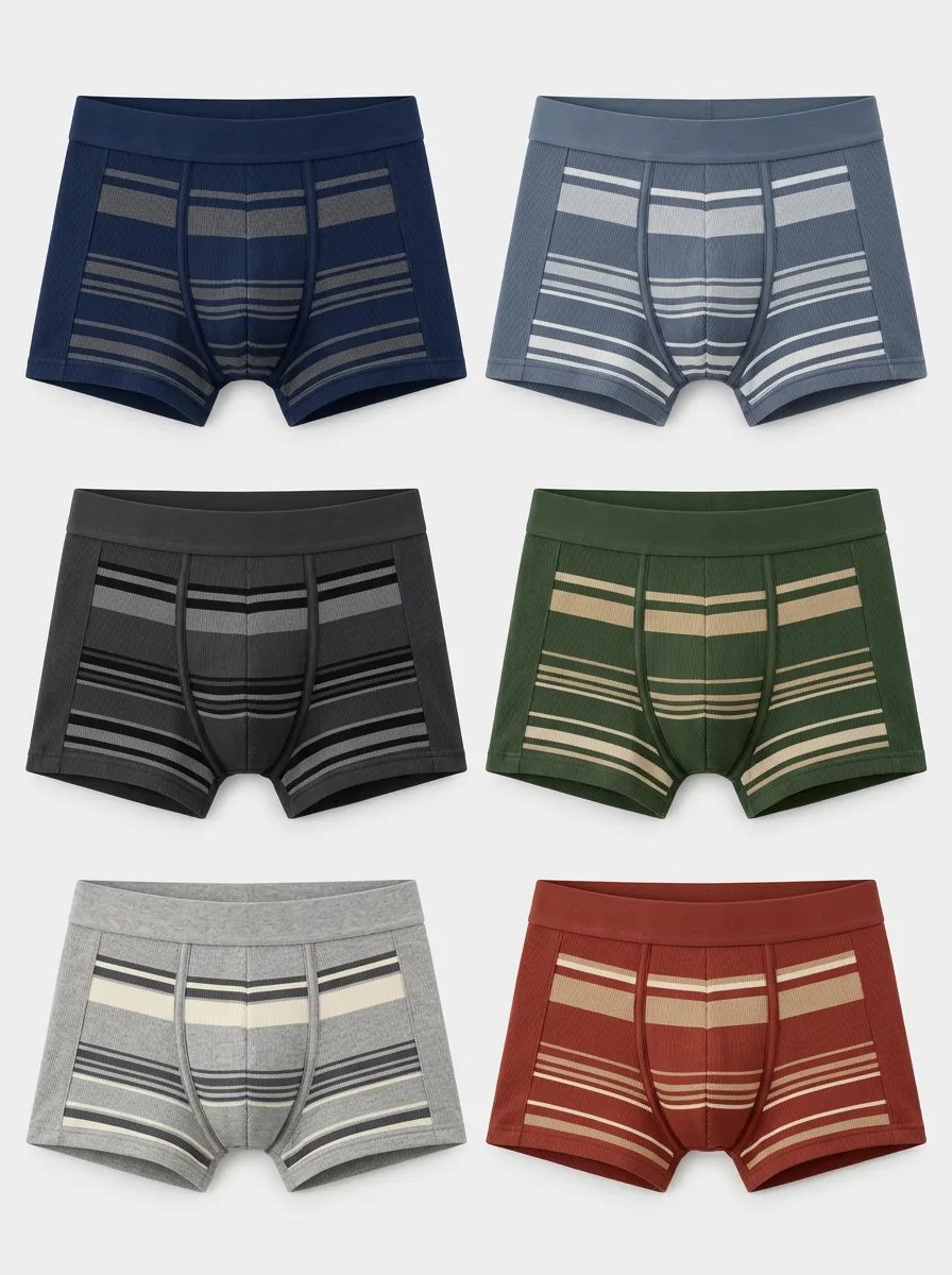 Men's Multicolor Striped Ribbed Boxer Brief Boxer Briefs Multi-Pack