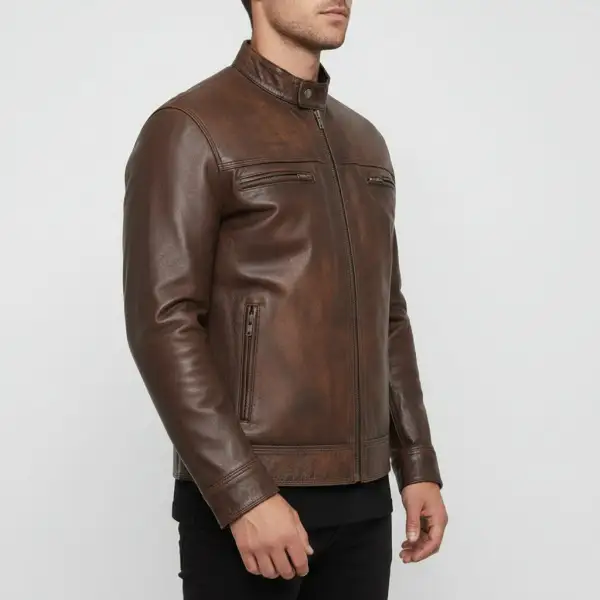 Clean Line Leather Biker Motorcycle Jacket