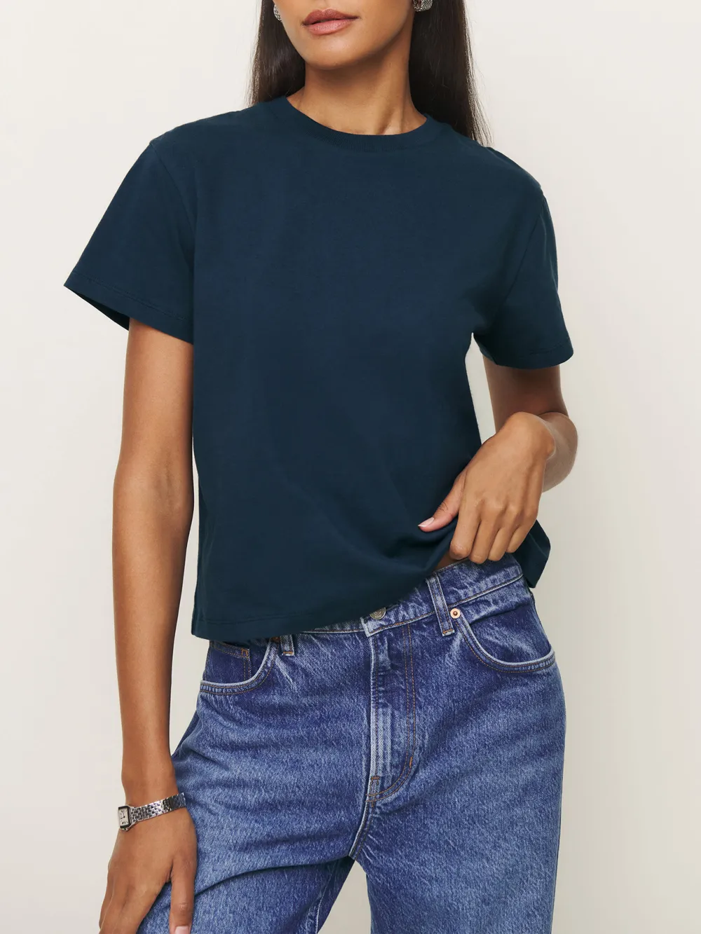 Solid Color Crew Neck T-Shirt