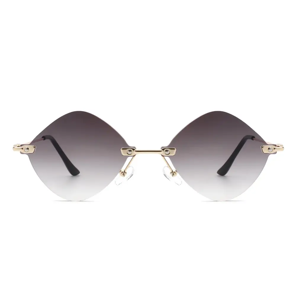 Round Rimless Frame Sunglasses