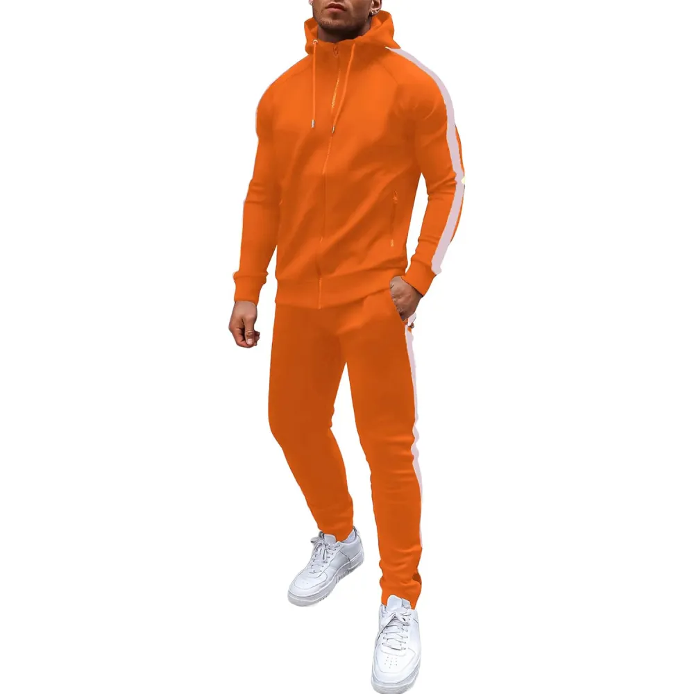 Mens with Zipper Pockets Full Zip Hoodie Sweatsuit