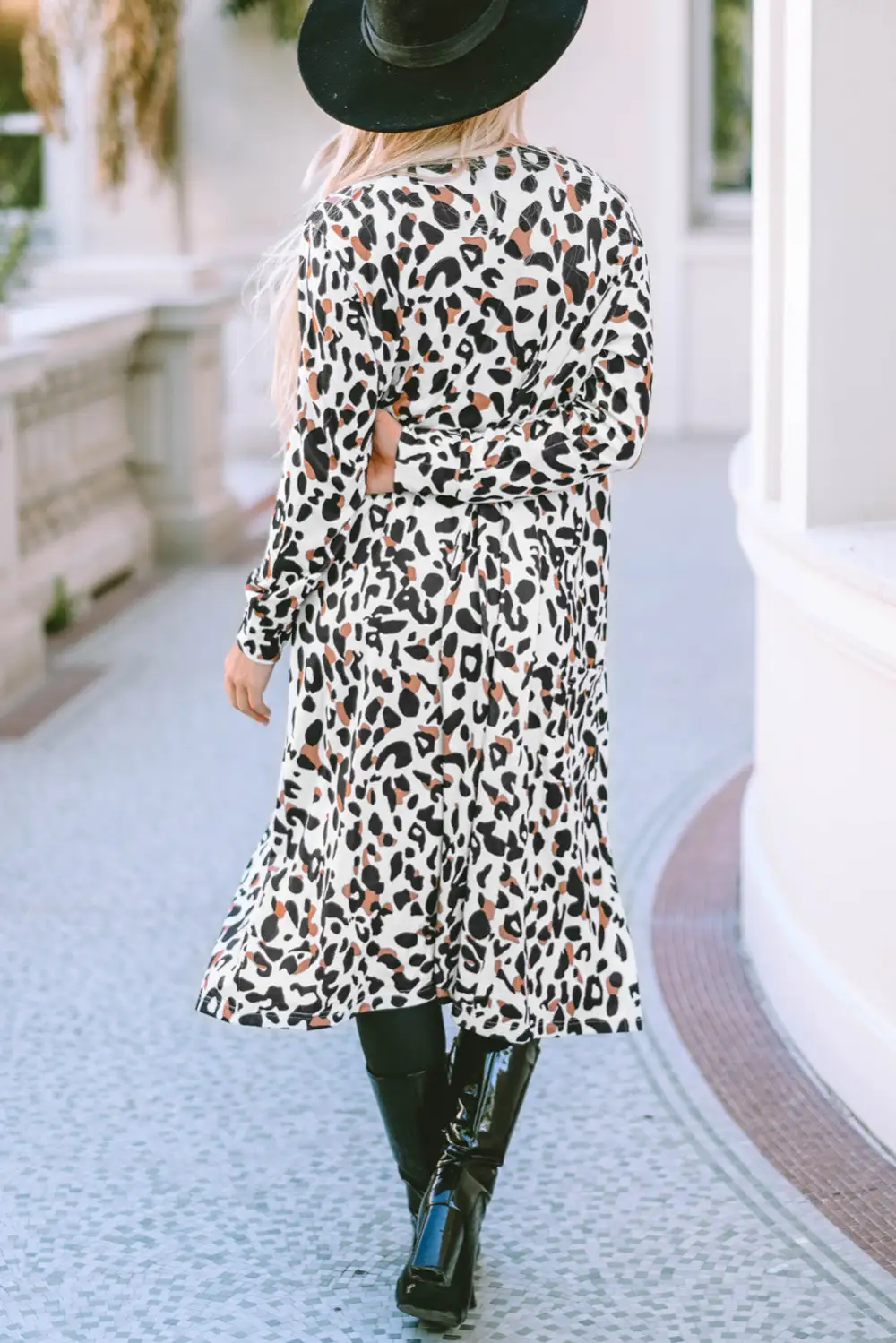 Easy Layer Leopard Pocketed Open Front Cardigan