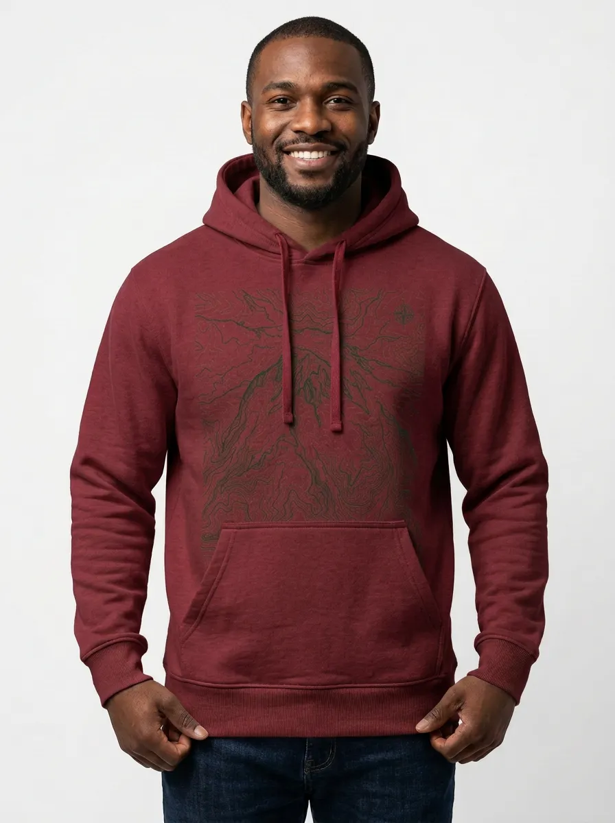 Men's Summit Hiking Outdoor Explorer Topographic Graphic Hoodie