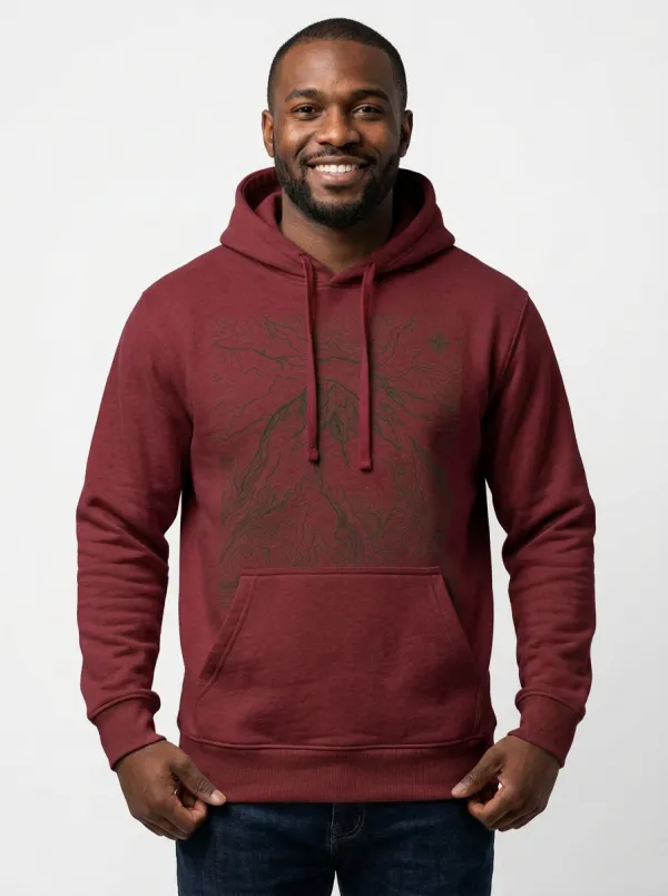 Men's Summit Hiking Outdoor Explorer Topographic Graphic Hoodie