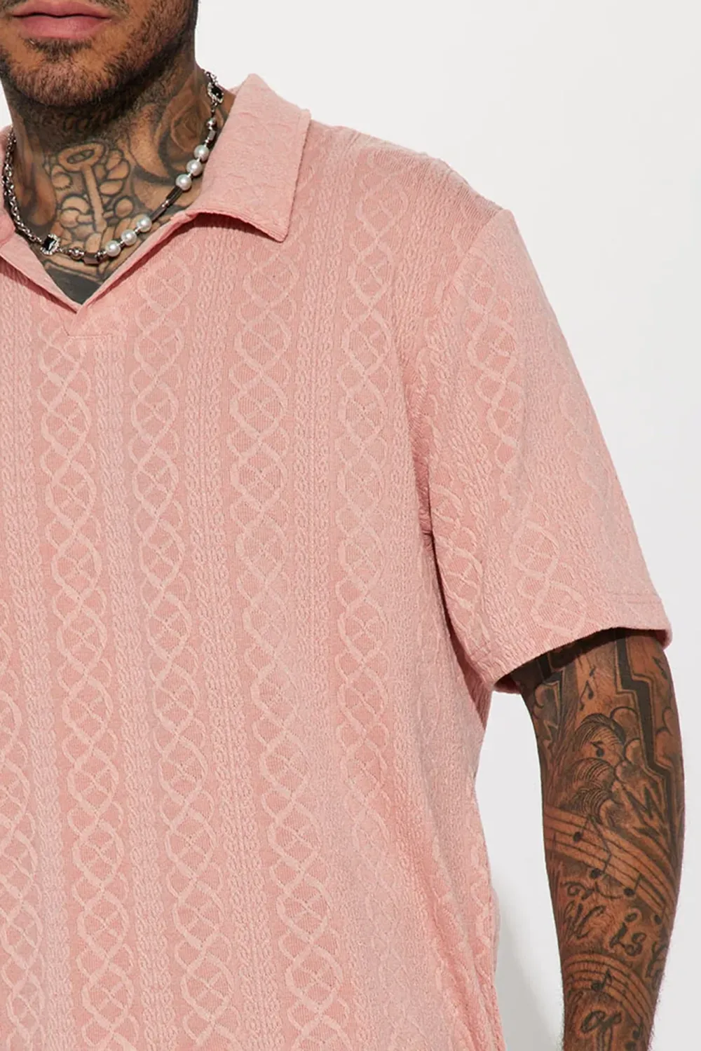 Fold Down Collar Short Sleeve Polo