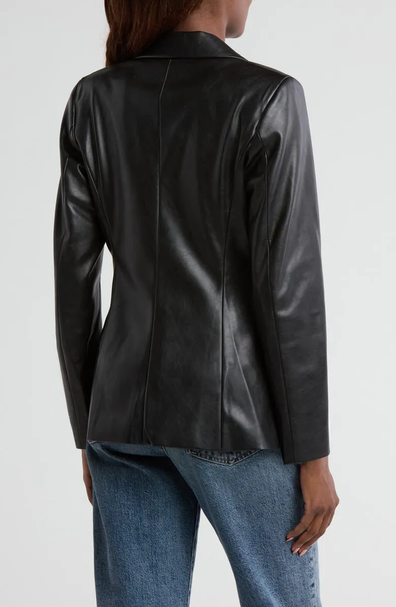 Classic Tailored Faux Leather Blazer