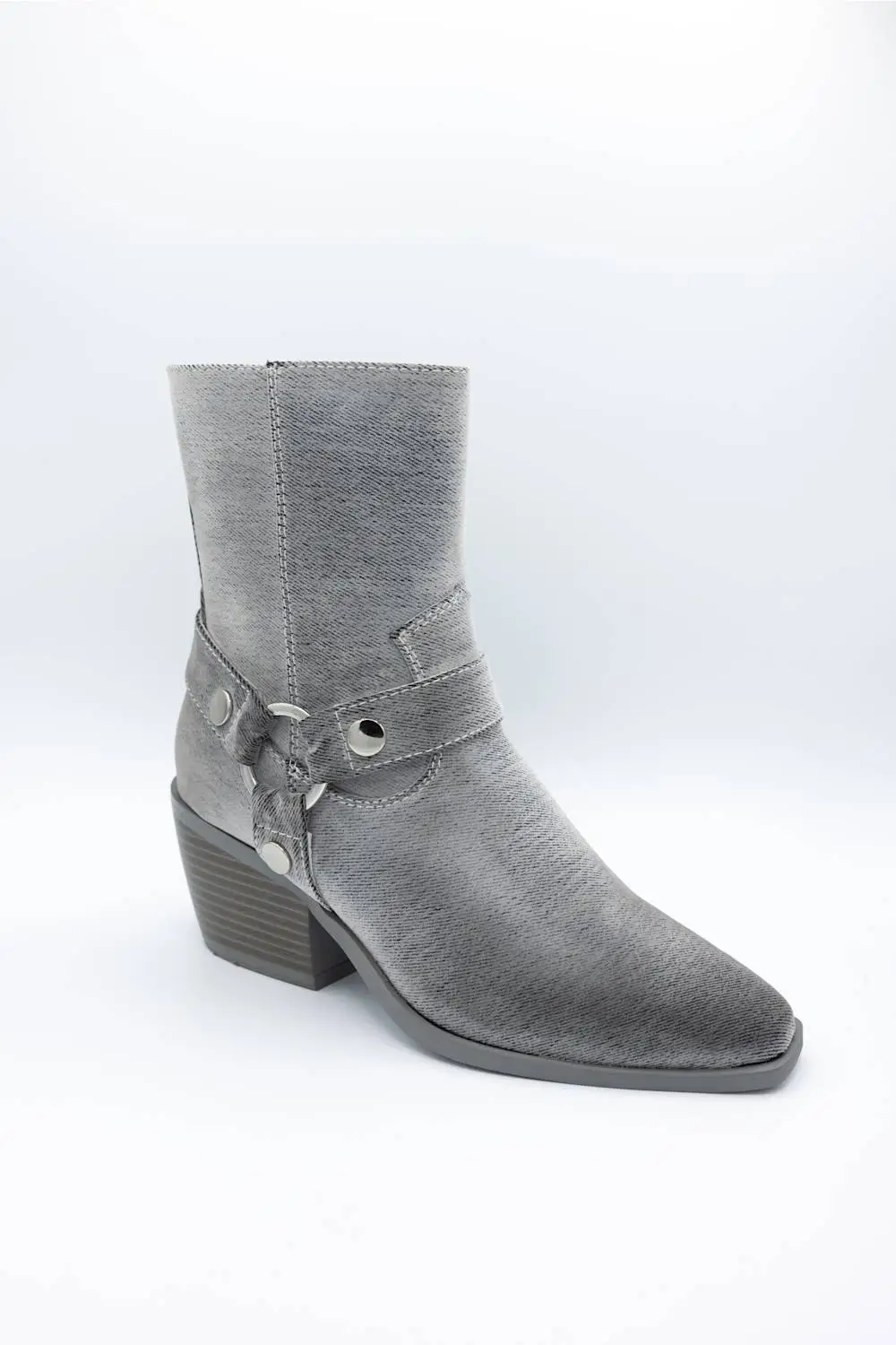 Harness Suede Pointed Toe Mid Calf Bootie