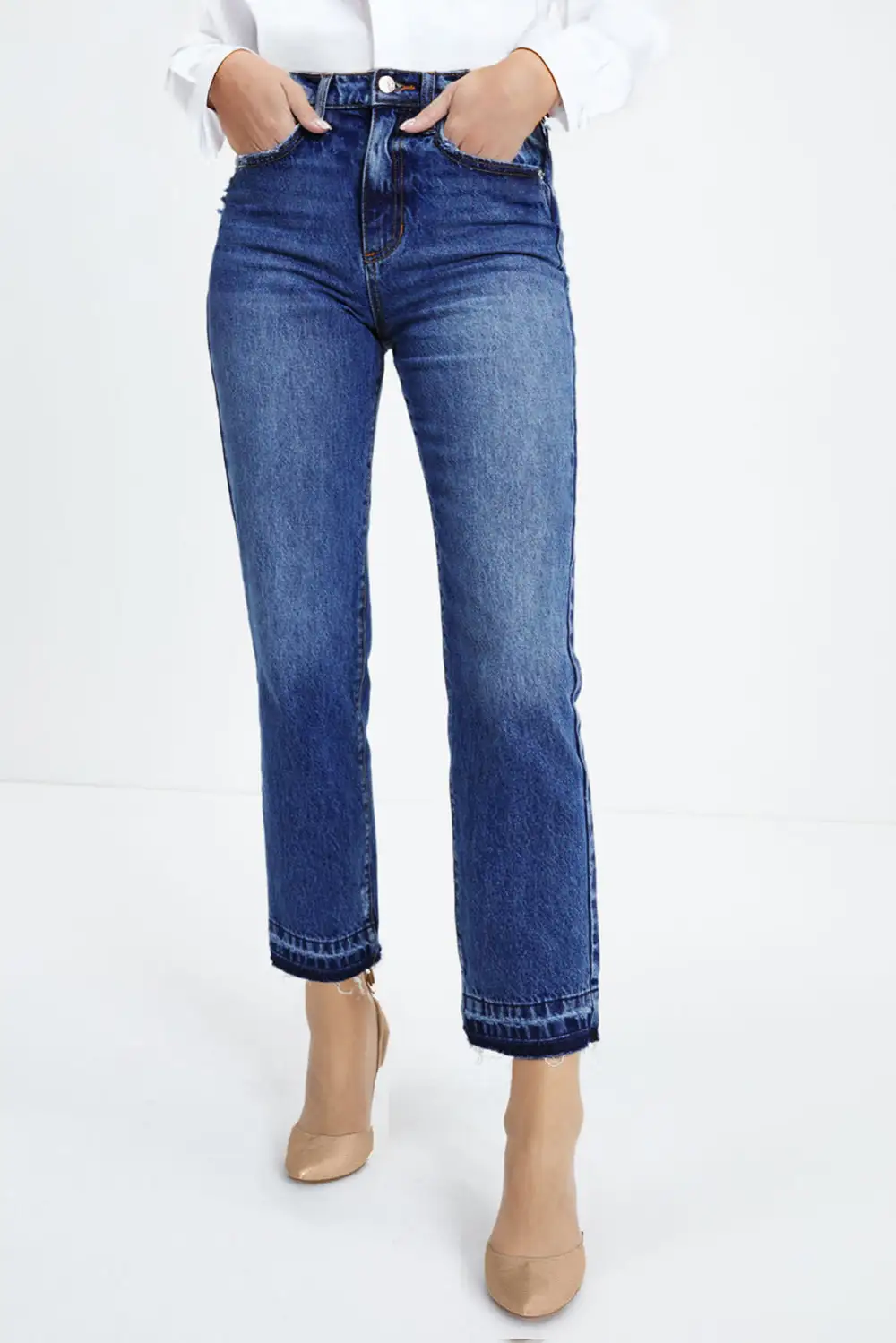 Balanced Fit Draped Denim Jeans
