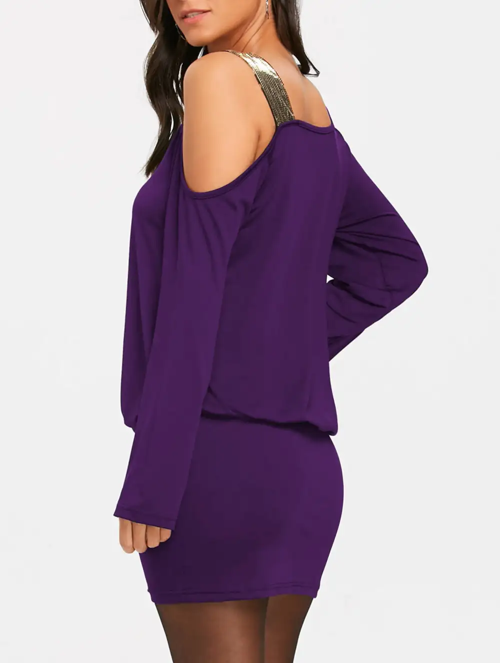 Soft Drape Spliced Off-The-Shoulder Dress