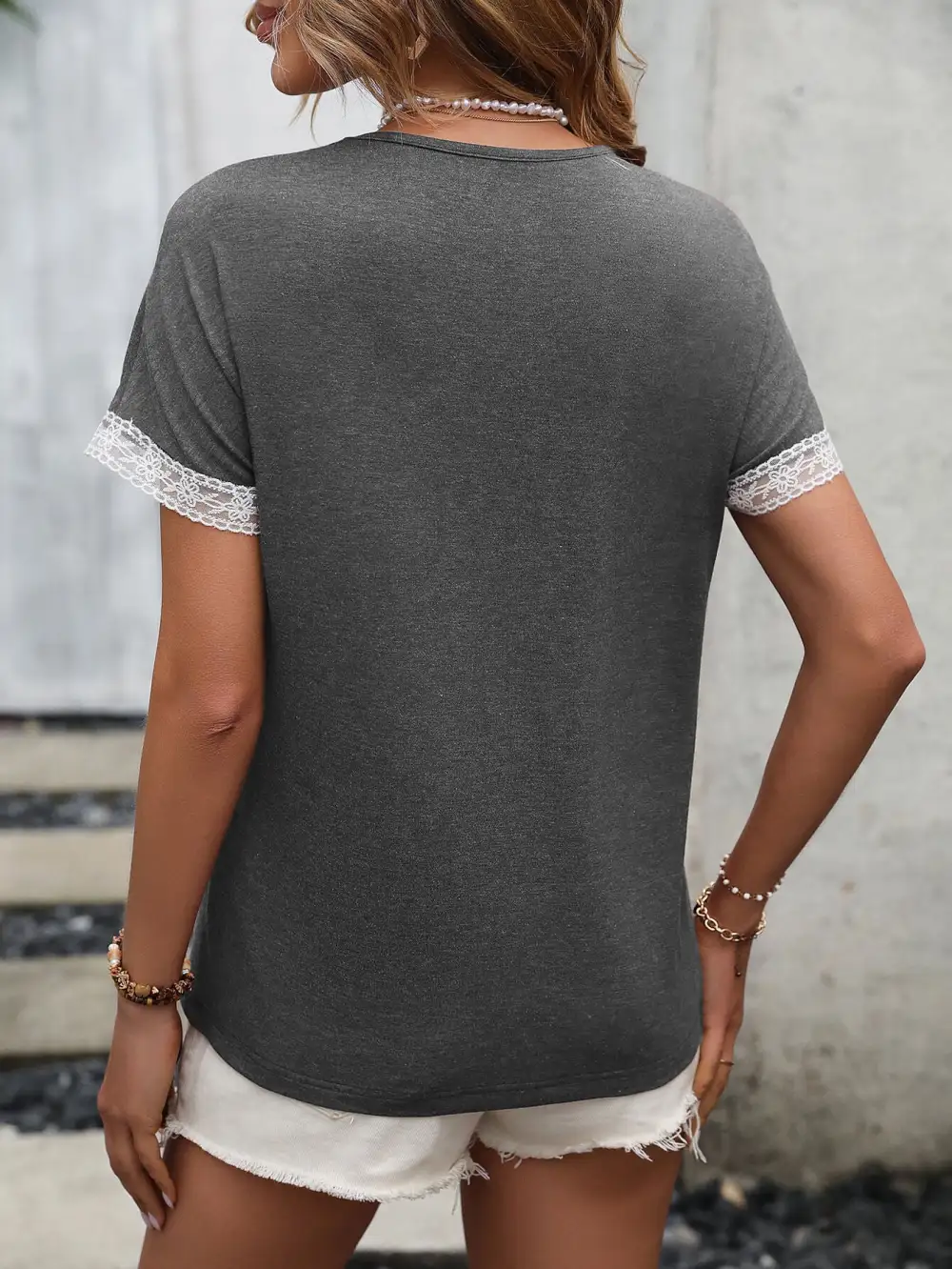 Contrast Round Neck Short Sleeve T-Shirt