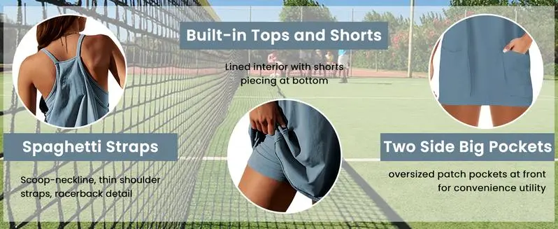 Women's Sleeveless Athletic Dress with Built-In Shorts