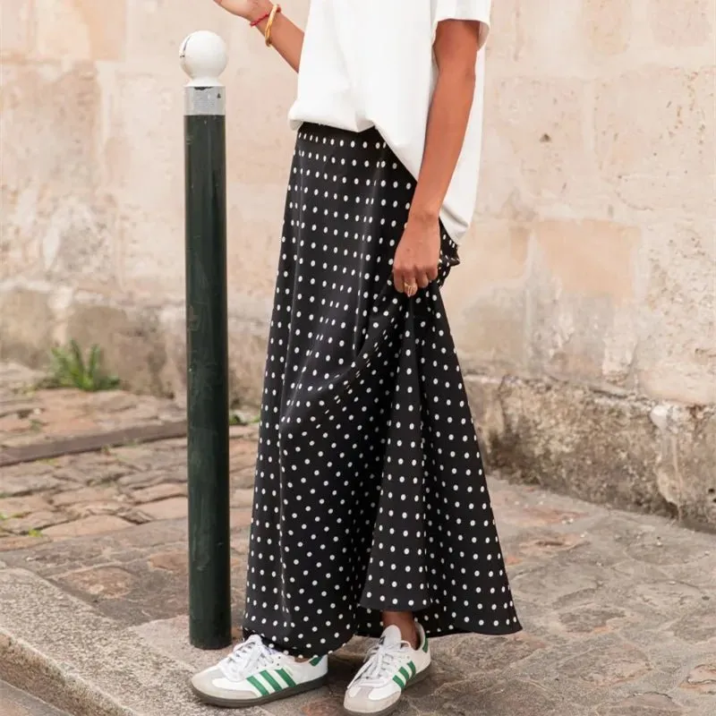 Studio Satin Polka Dot Printed Skirt
