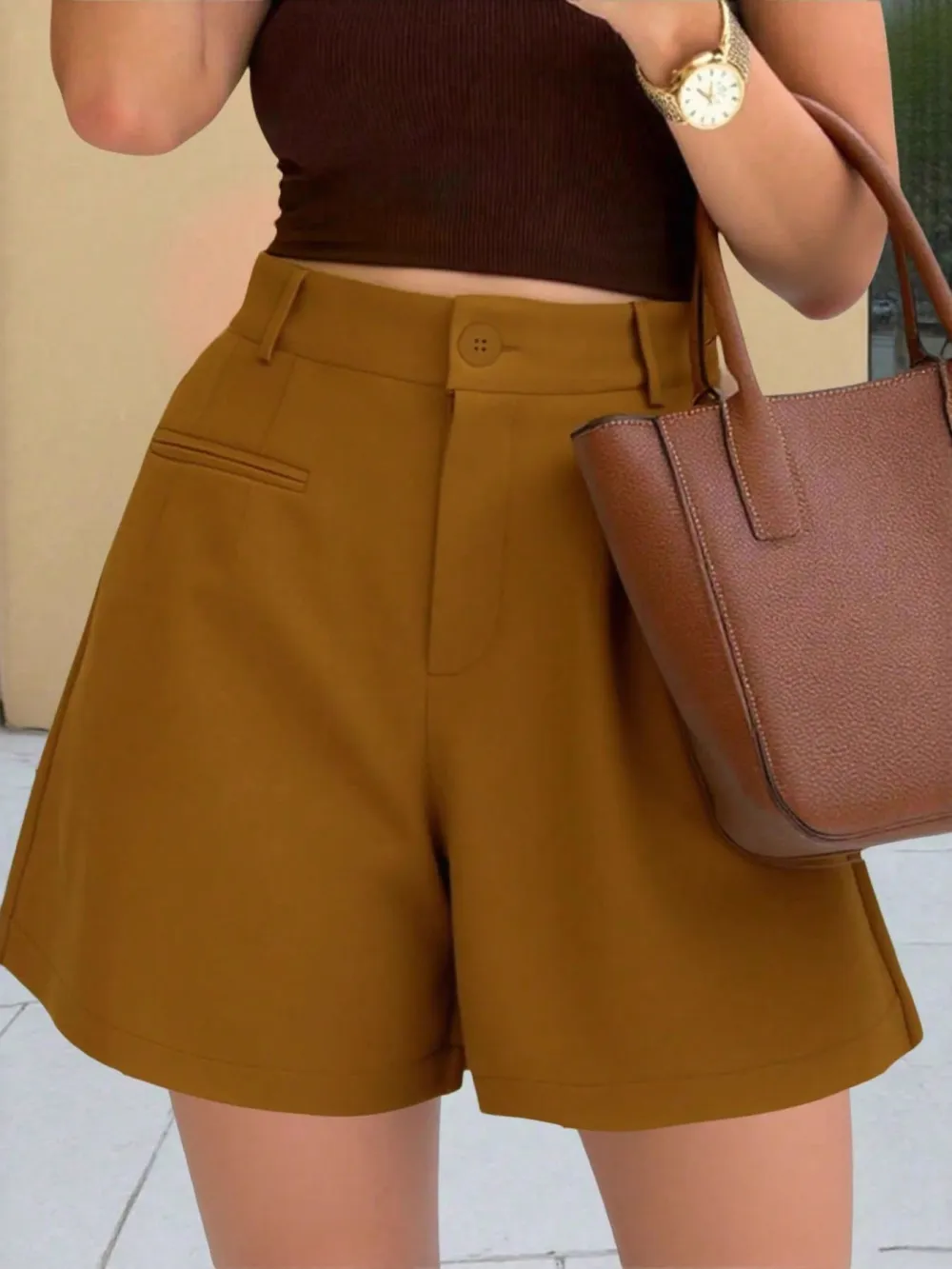 Textured High Waist Shorts