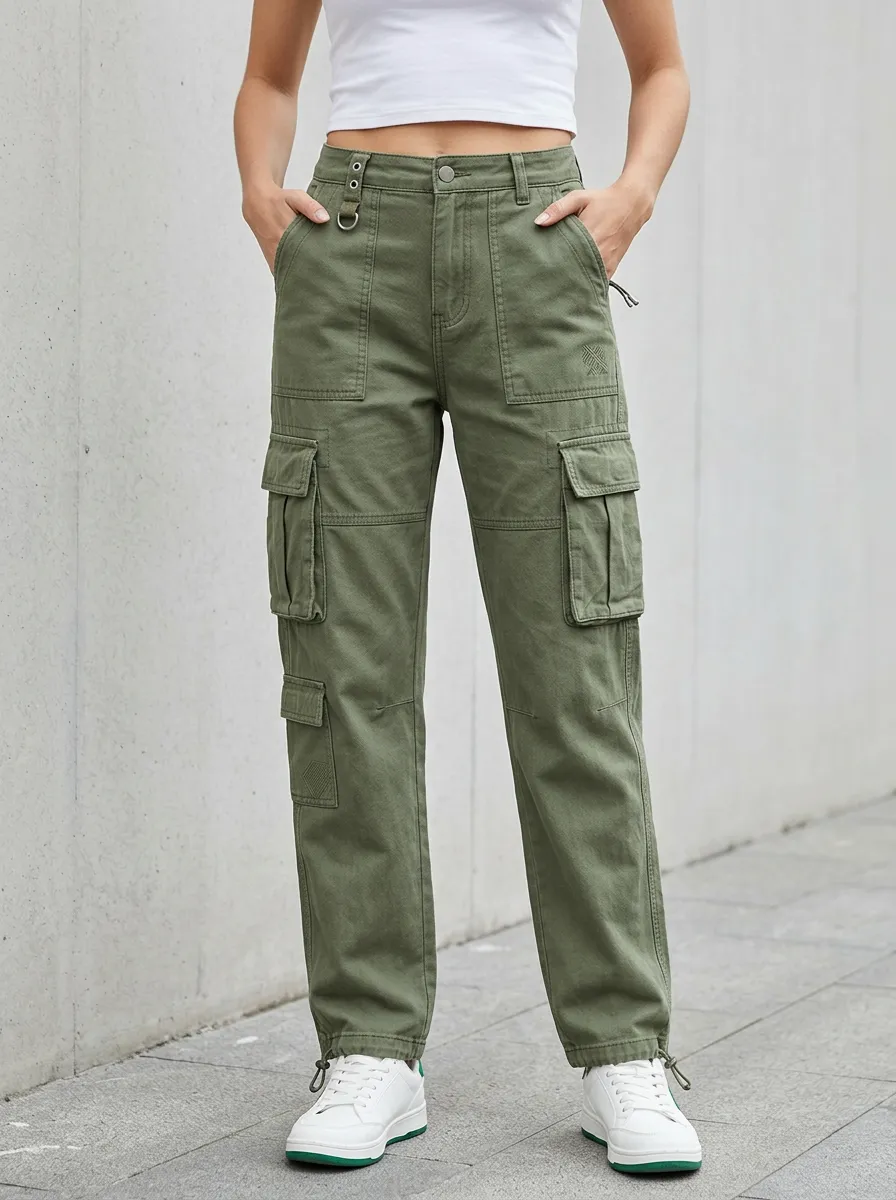 Rugged Utility Style Style Women's Multi Pocket Cargo Pants