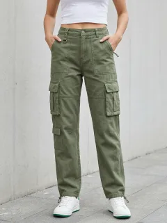 Rugged Utility Style Style Women's Multi Pocket Cargo Pants